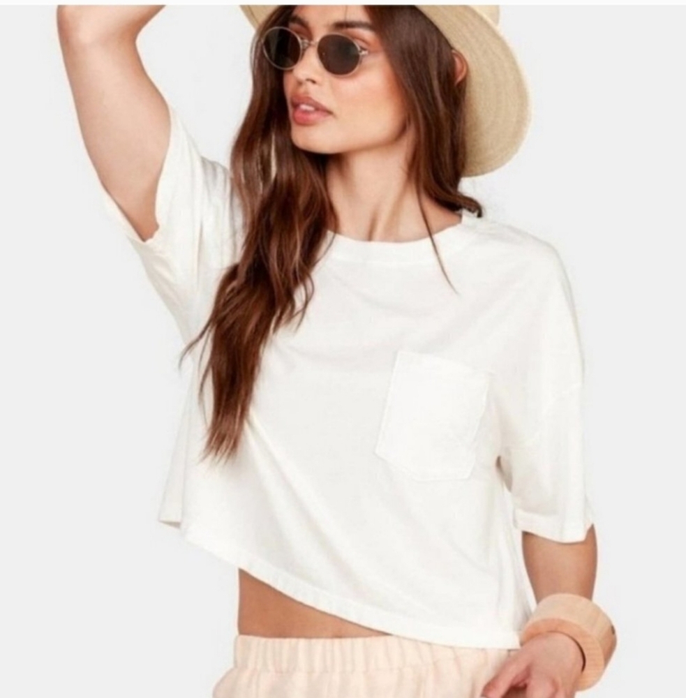 Mate the label white cropped pocket tea oversized organic cotton medium M